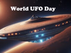 In 1898 The “War of the Worlds” Was Published. 40-Years Later, Orson Welles Broadcast Had Listeners Believing We Really Were At War. https://www.vecteezy.com/photo/49548476-a-flying-saucer-in-the-vastness-of-space-science-fiction-ufos