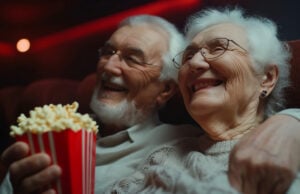 How Catching A Movie Or Visiting A Museum May Keep Your Body Younger https://www.vecteezy.com/photo/58531165-an-elderly-couple-sitting-in-a-theater-with-popcorn