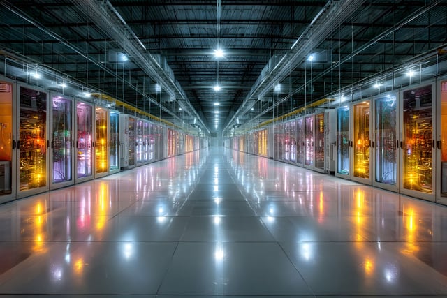 Data Center with Server Racks in Perspective for Technology and Infrastructure Design Generative AI https://www.vecteezy.com/photo/72685478-data-center-with-server-racks-in-perspective-for-technology-and-infrastructure-design
