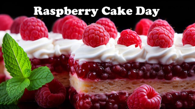 Top view of fresh raspberry slice on sweet cake. https://www.vecteezy.com/photo/33473093-top-view-of-fresh-raspberry-slice-on-sweet-cake-ai-generated