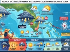 South Florida Braces for Daily Thunderstorms and Sweltering Heat as Tropical Storm Dolly Nears the Leeward Islands