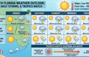 Daily Afternoon Storms, Scorching Heat, and Eastern Atlantic Tropics Watch