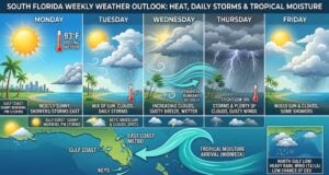 South Florida Faces Daily Storms and High Heat as Tropical Moisture Approaches