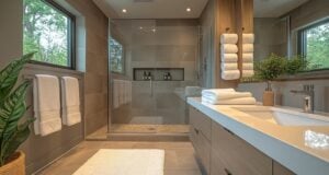https://www.vecteezy.com/photo/54937627-a-bathroom-with-a-walk-in-shower-and-a-sink