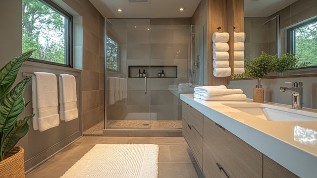 https://www.vecteezy.com/photo/54937627-a-bathroom-with-a-walk-in-shower-and-a-sink