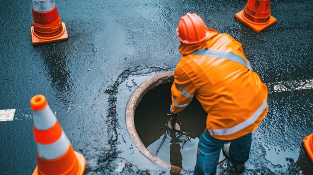 https://www.vecteezy.com/photo/38972081-ai-generated-worker-over-the-open-sewer-hatch-on-a-street-near-the-traffic-cones-concept-of-repair-of-sewage-underground-utilities-water-supply-system-cable-laying-water-pipe-accident