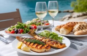 https://www.vecteezy.com/photo/65379136-grilled-fish-with-salad-and-white-wine-enjoying-sea-view-in-a-luxury-restaurant