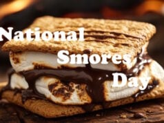 50% Of The 90 Million Pounds Of Marshmallows Purchased Are Used In S’mores https://www.vecteezy.com/photo/73578719-sweet-smore-with-melted-chocolate-and-toasted-marshmallow-by-campfire