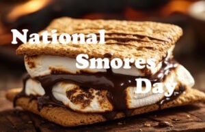 50% Of The 90 Million Pounds Of Marshmallows Purchased Are Used In S’mores https://www.vecteezy.com/photo/73578719-sweet-smore-with-melted-chocolate-and-toasted-marshmallow-by-campfire
