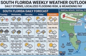 South Florida Faces Daily Storms and Flooding Risk as Tropical Storm Fay Weakens in the Open Atlantic