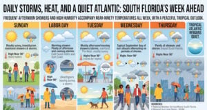 Daily Storms and Sultry Nineties Dominate Labor Day Week