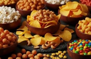 Are Weight Loss Shots Killing Off Your Favorite Junk Food Snacks? https://www.vecteezy.com/photo/74379907-a-rich-variety-of-delicious-snacks-chips-nuts-popcorn-and-candies-in-bowls-for-social-gatherings