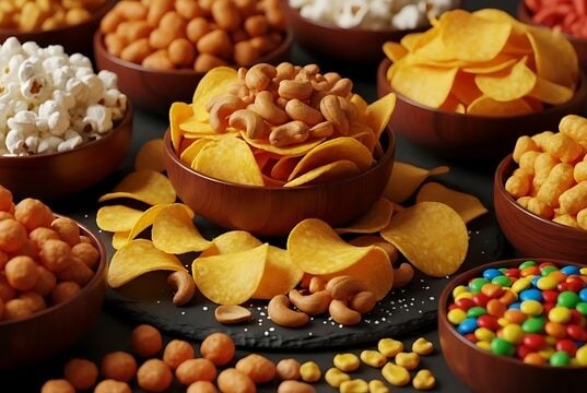 https://www.vecteezy.com/photo/74379907-a-rich-variety-of-delicious-snacks-chips-nuts-popcorn-and-candies-in-bowls-for-social-gatherings
