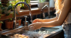 How Better Water and Air Quality Can Support a Healthier Home https://www.vecteezy.com/photo/28536576-housewife-washing-hands-after-washing-dishes-in-at-the-kitchen-sink-generative-ai