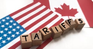 Trump Slams the Brakes on Canadian Liquor, Beef and Bikes https://www.vecteezy.com/photo/56506493-tariff-on-the-america-flag-the-concept-of-tariff-barrier-policy-of-the-us-government-to-protect-the-domestic-industry