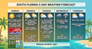 South Florida Weather: High Heat and Beach Hazards Sunday Ahead of Rising Midweek Storm Chances
