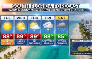 Sunny, Drier Days Ahead for South Florida Before Weekend Storm Chances Return