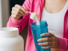 https://www.vecteezy.com/photo/78356895-a-woman-is-holding-a-bottle-of-protein-powder