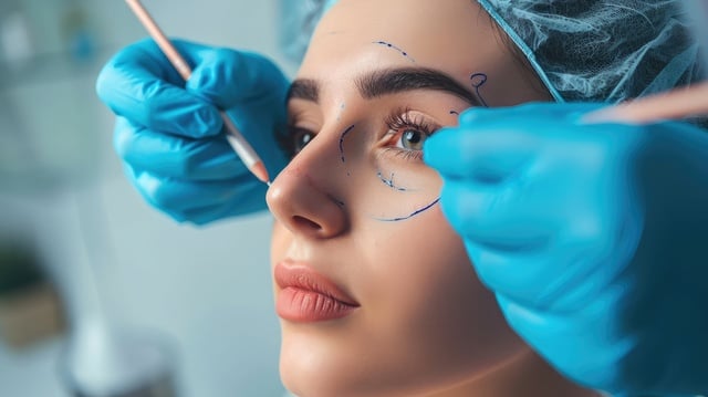 doctor is drawing mark up lines on nose before rhinoplasty surgery. Rhinoplasty markup. Rhinoplasty is reshaping nose surgery for change appearance of the nose and improve breathing https://www.vecteezy.com/photo/38972425-ai-generated-doctor-is-drawing-mark-up-lines-on-nose-before-rhinoplasty-surgery-rhinoplasty-markup-rhinoplasty-is-reshaping-nose-surgery-for-change-appearance-of-the-nose-and-improve-breathing
