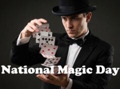 “Hocus Pocus” Is From The Name Of A Sorcerer In Norse Mythology, Called Ochus Bochus. https://www.vecteezy.com/photo/75449392-elegant-magician-in-a-black-tuxedo-and-top-hat-performing-a-cascading-card-trick-against-a-dark-background