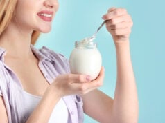 How Women’s Nutritional Needs Change After 50: What to Know About Gut Health https://www.vecteezy.com/photo/87274346-young-woman-appears-in-with-yogurt-on-color-background-tropical